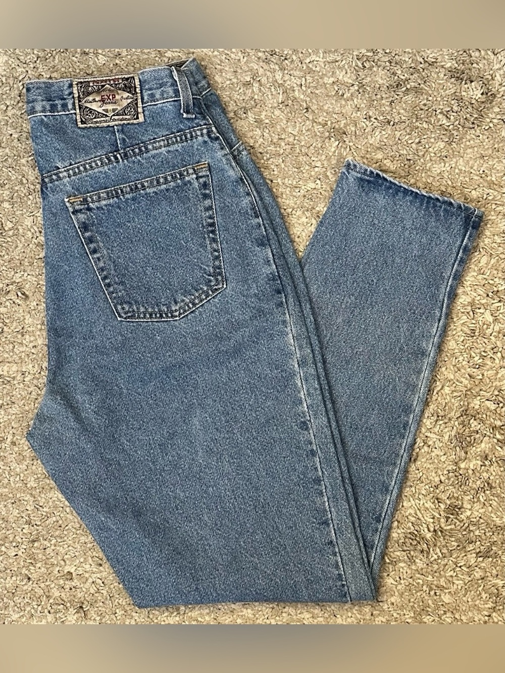 Vintage 90s Express No. 4 Juniors 13/14 Blue Classic Fit Tapered Denim Jeans USA